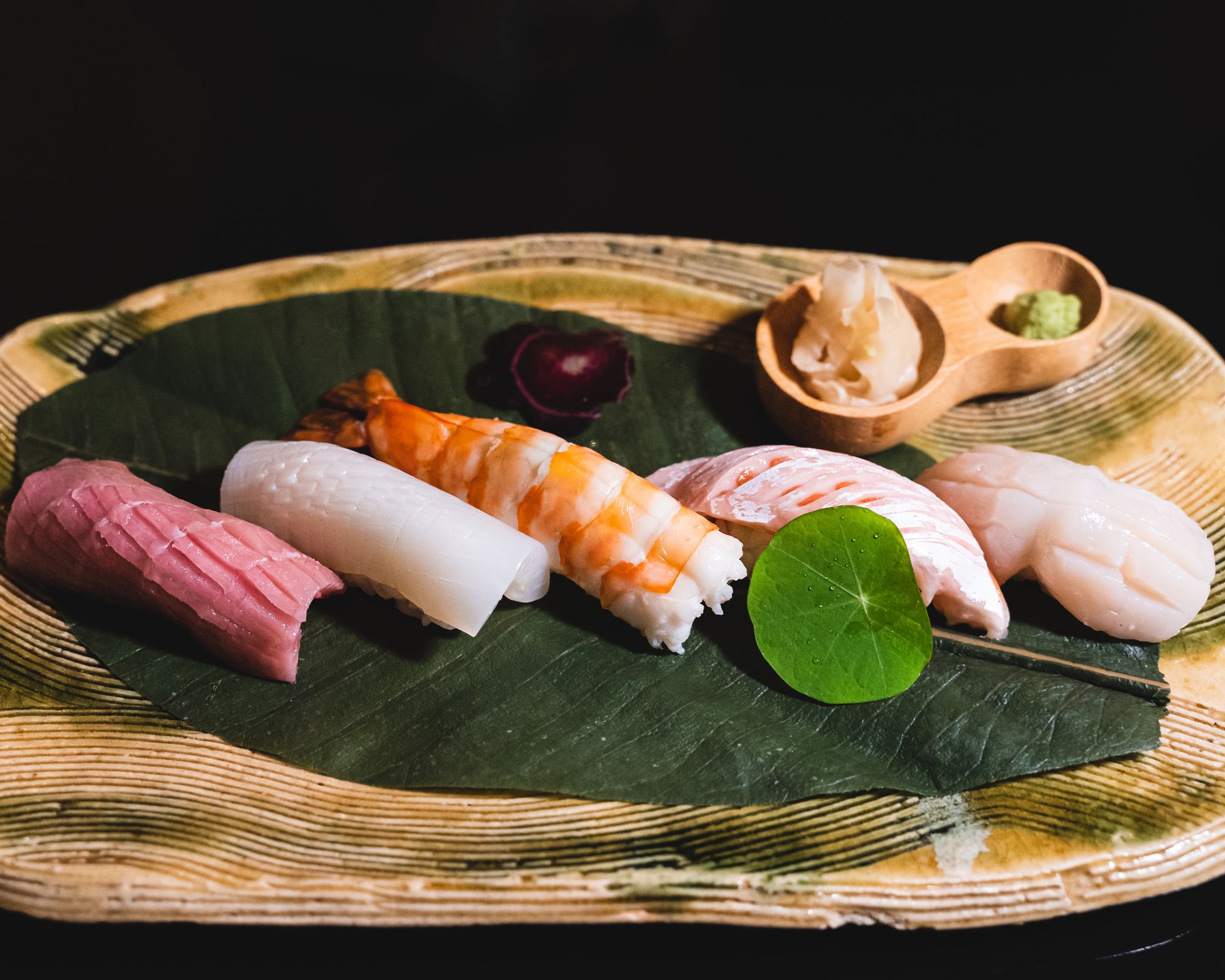 Plate of nigiri Japanese sushi