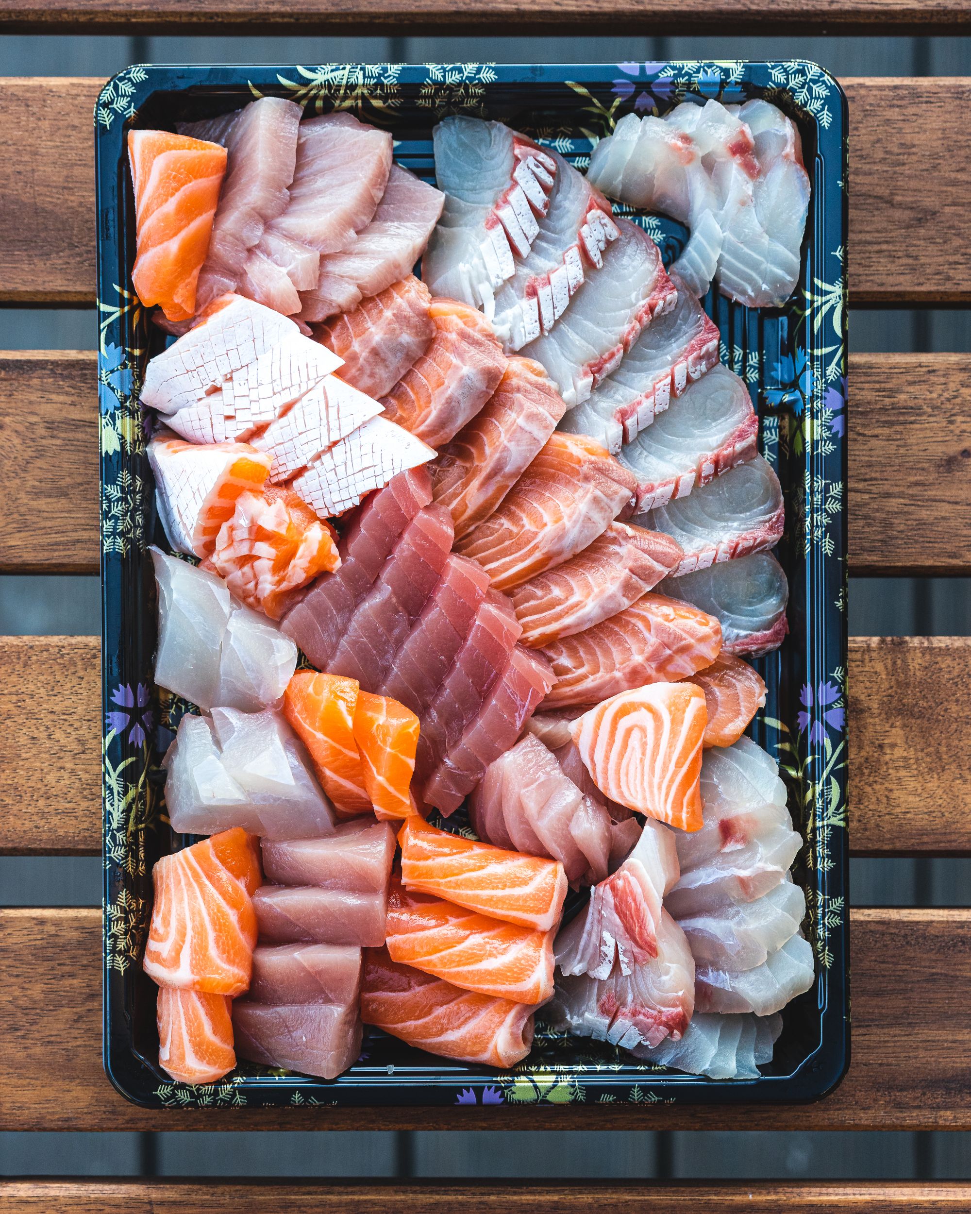 Close up of a sashimi platter