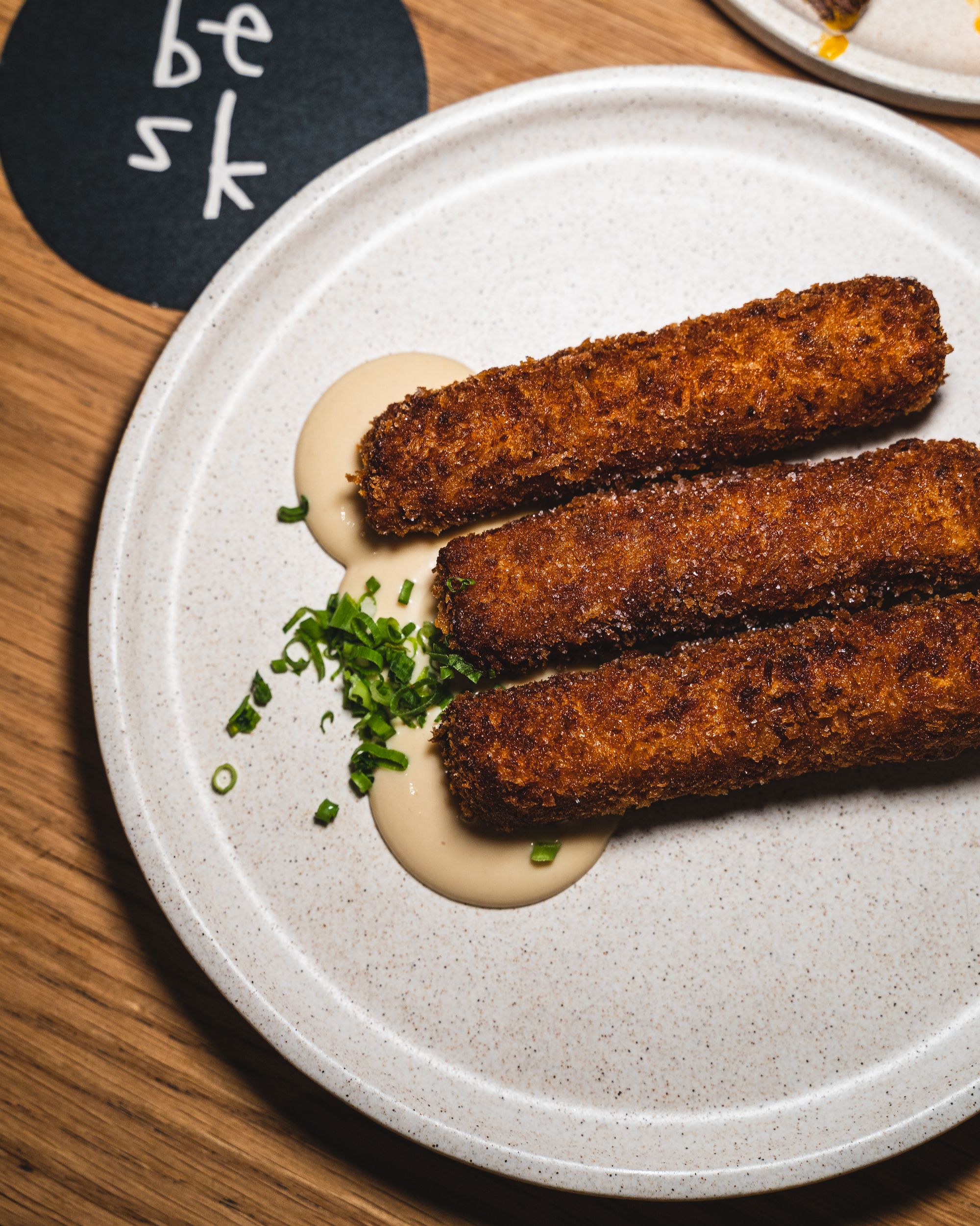 Top down shot of fried croquette