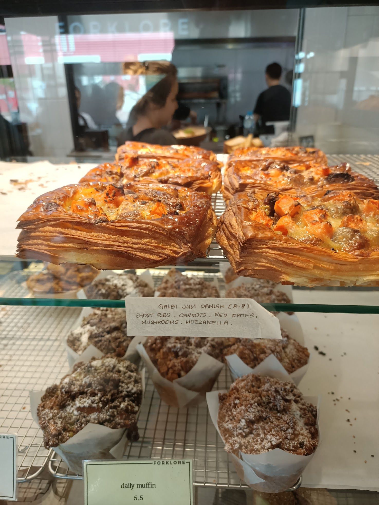 Forklore's cabinet showing pastry offerings