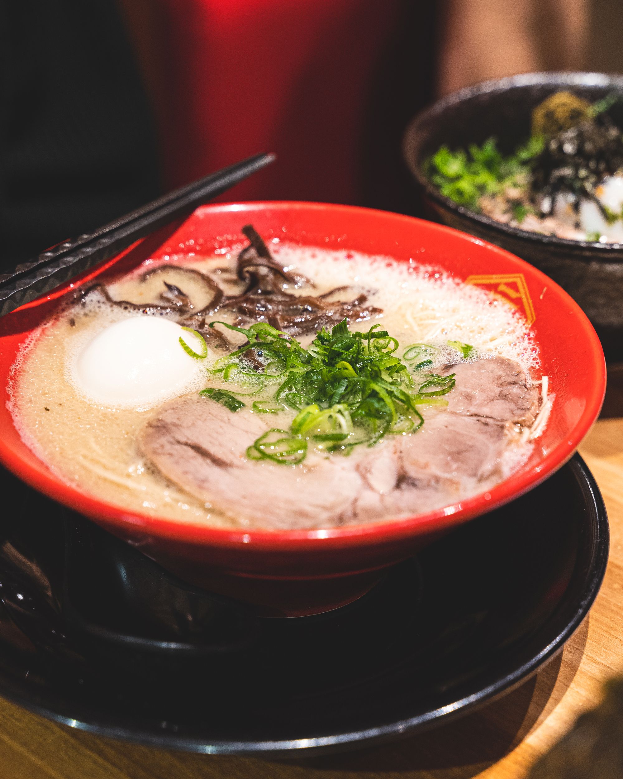 Close up of pork ramen