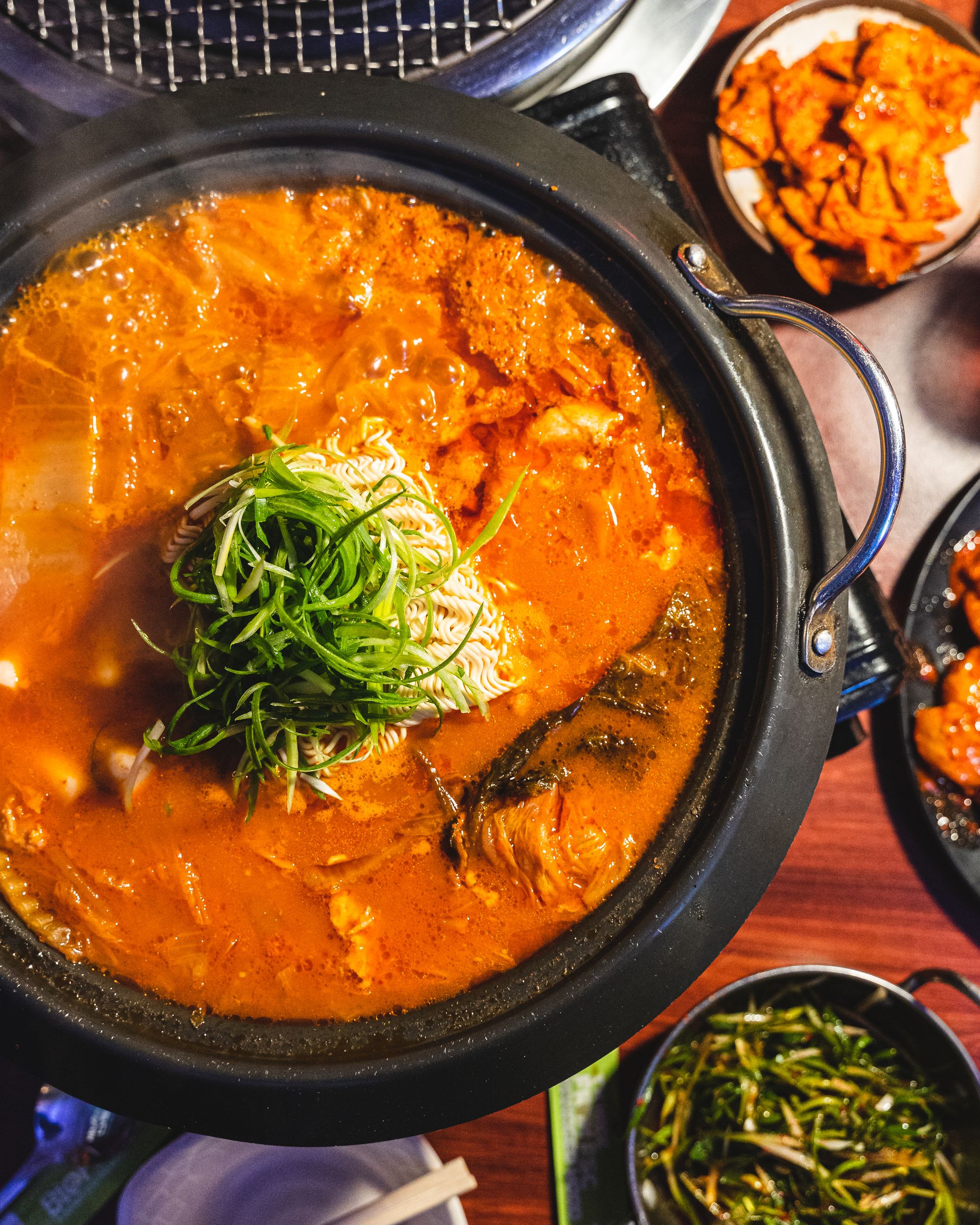 Overhead shot of Korean army stew