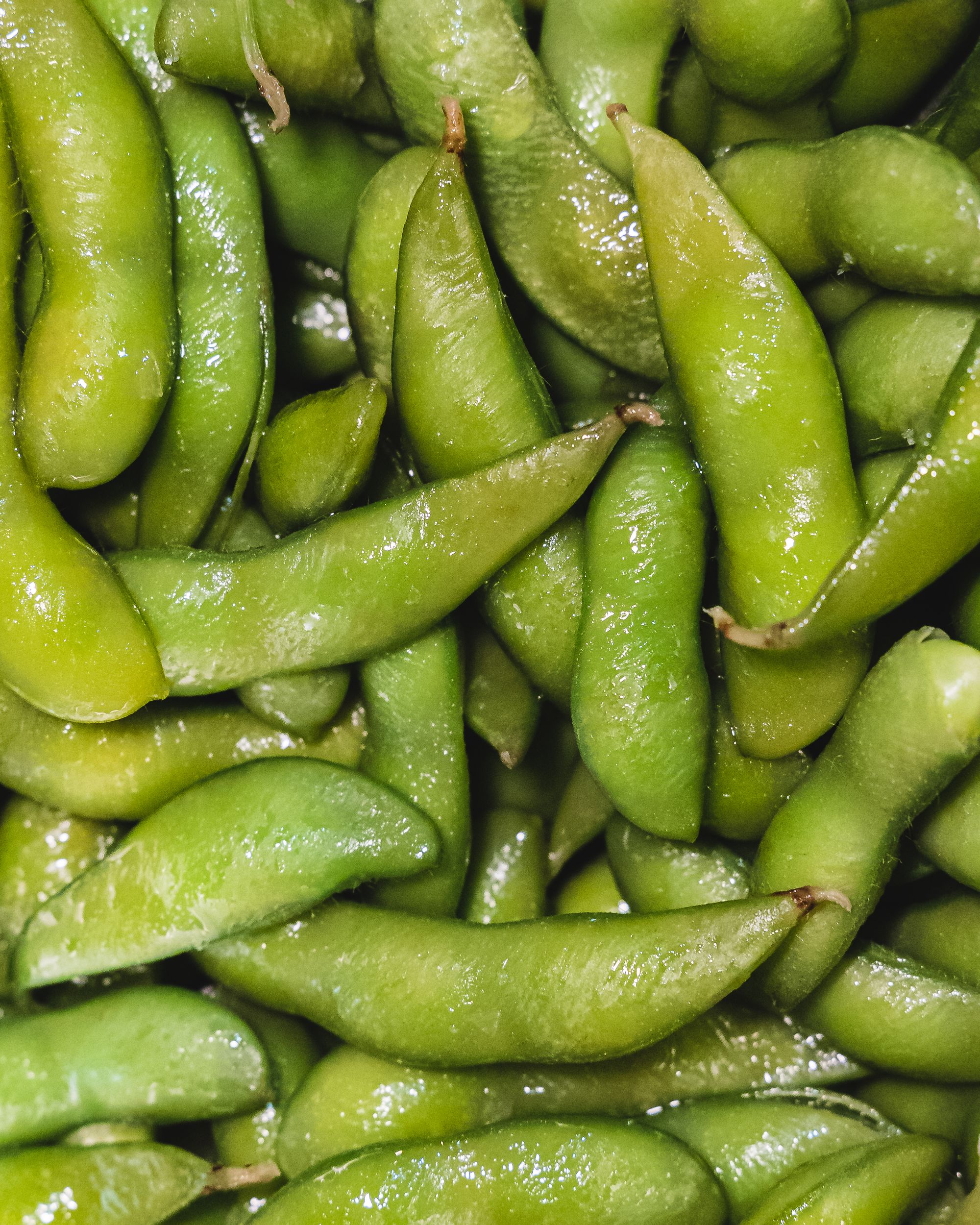 Close up of edamame beans in shell