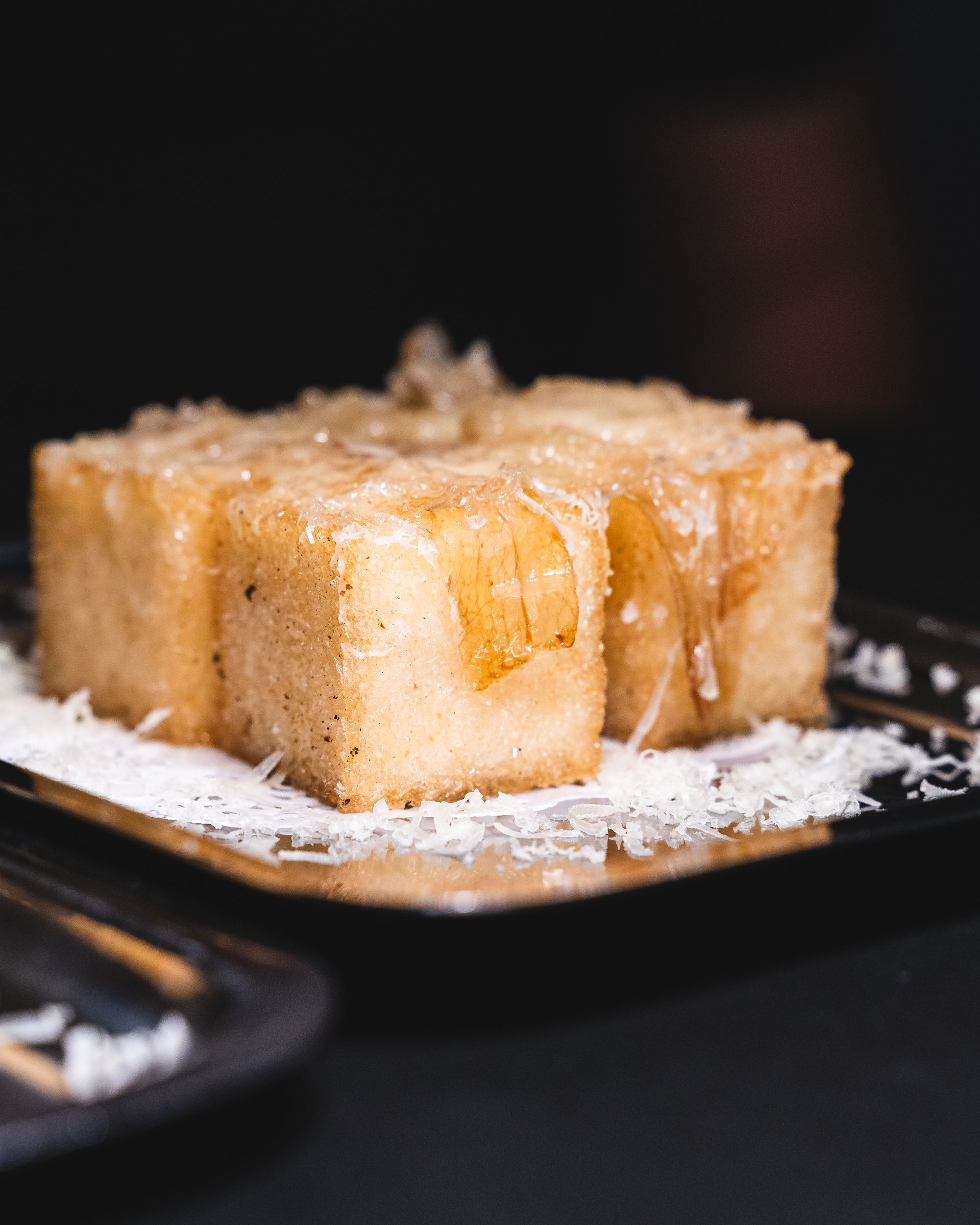 Close up of polenta cubes