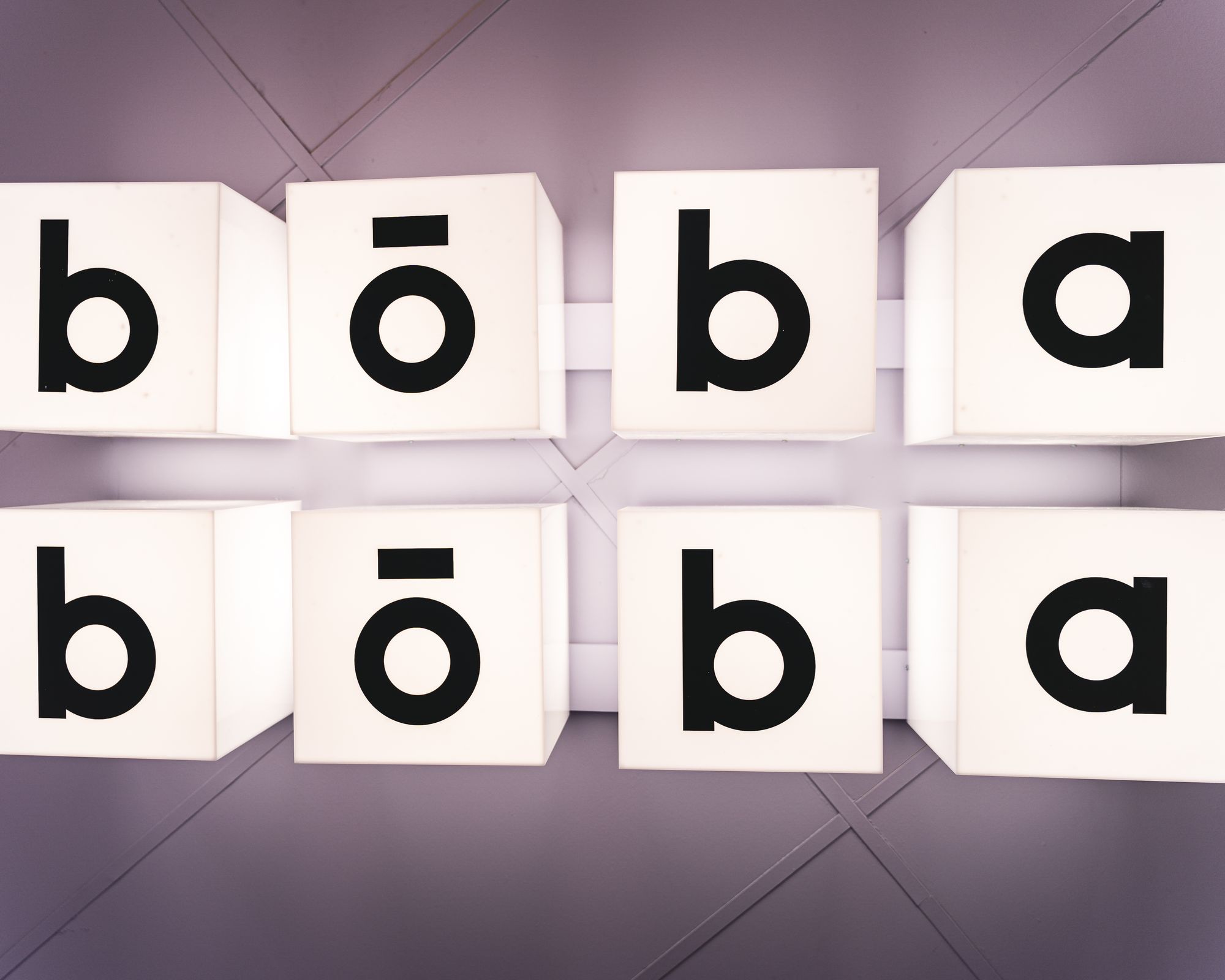 Letters spelling out "bobaboba"