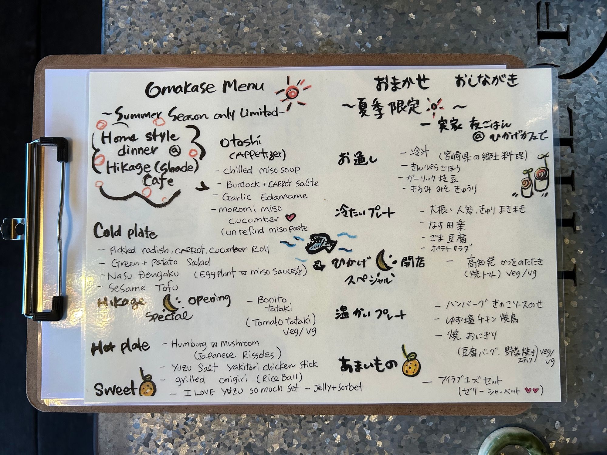 Photo of Hinata Cafe's summer obanzai omakase menu