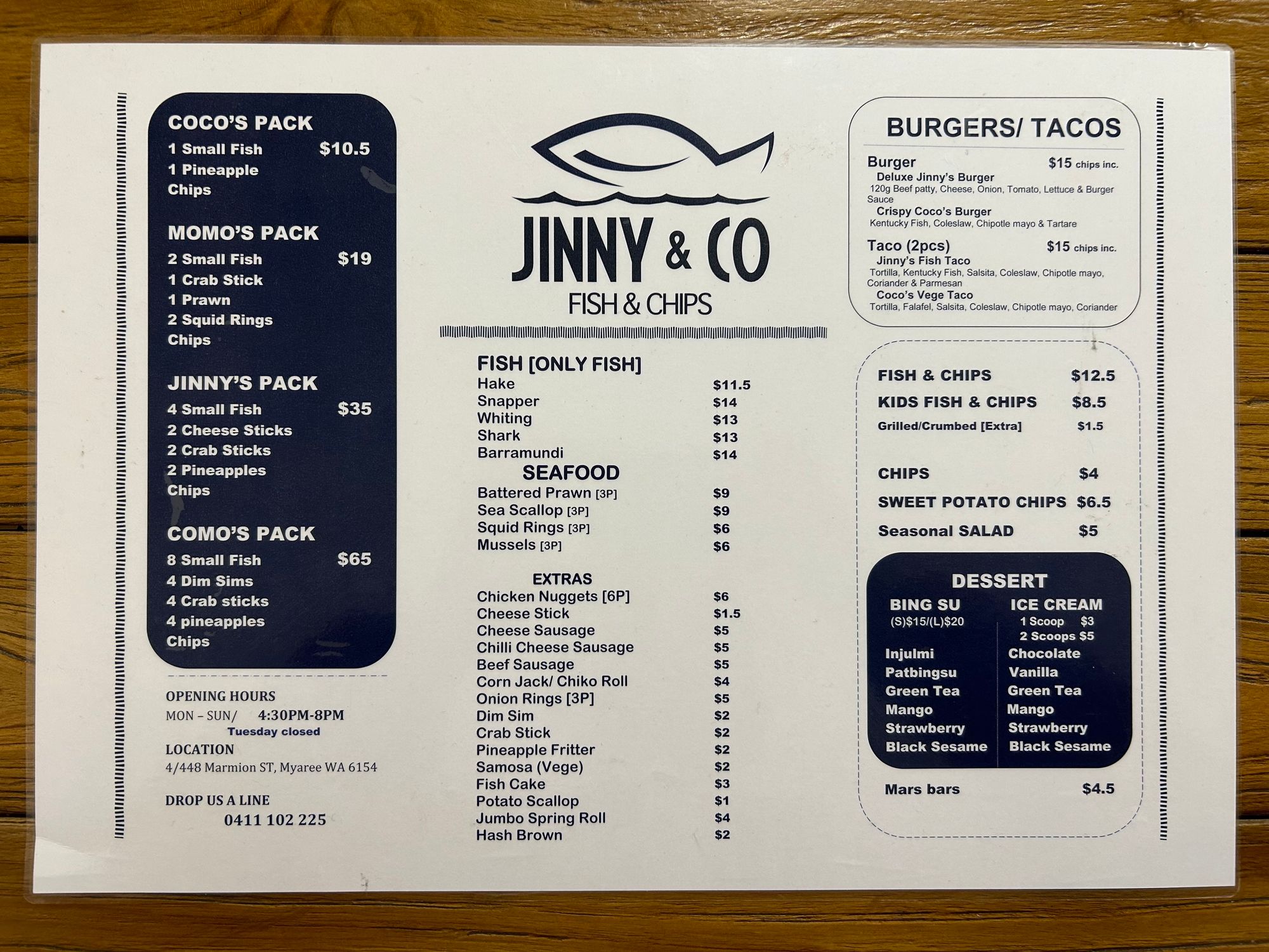 Menu of Jinny & Co