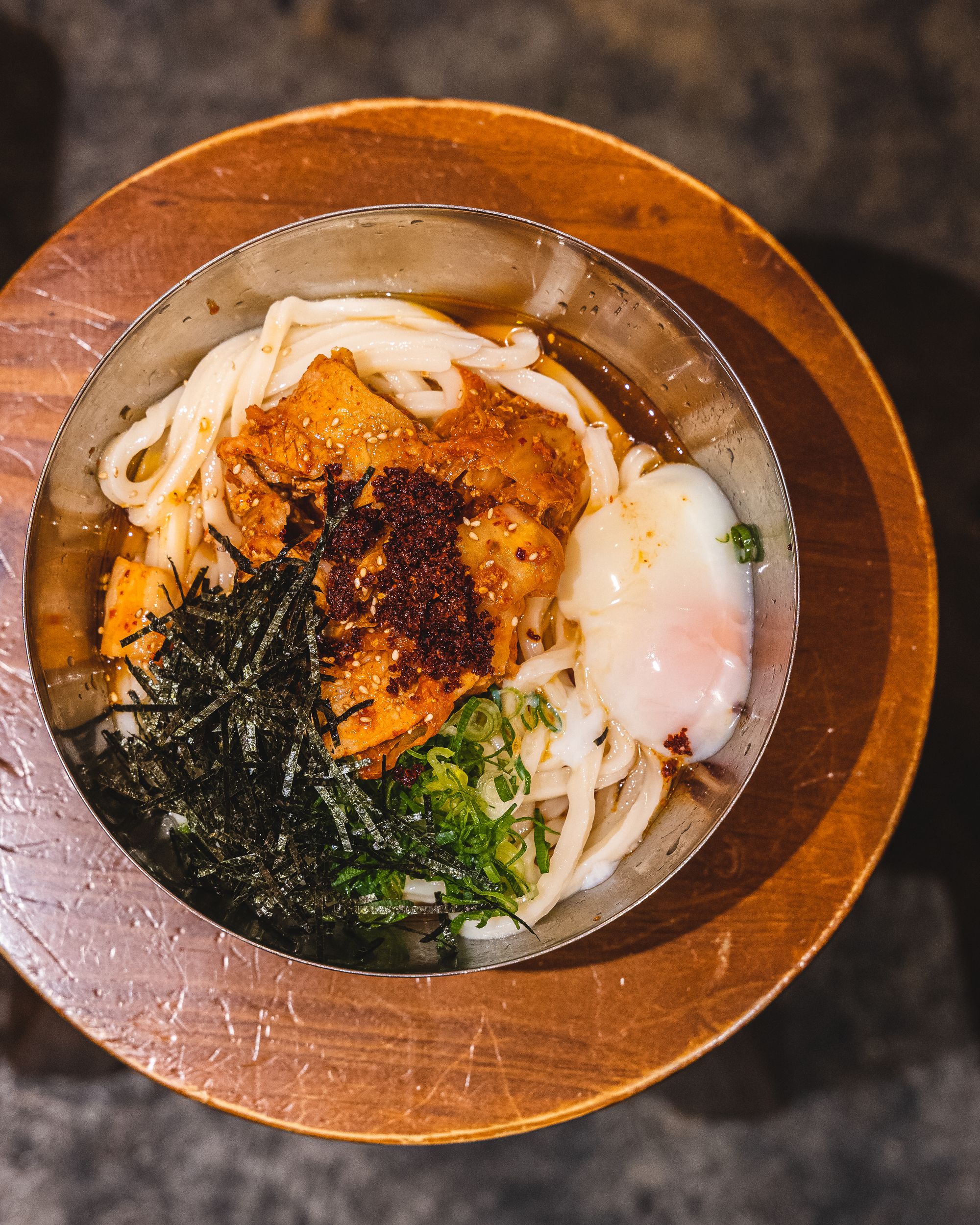 Top down shot of udon