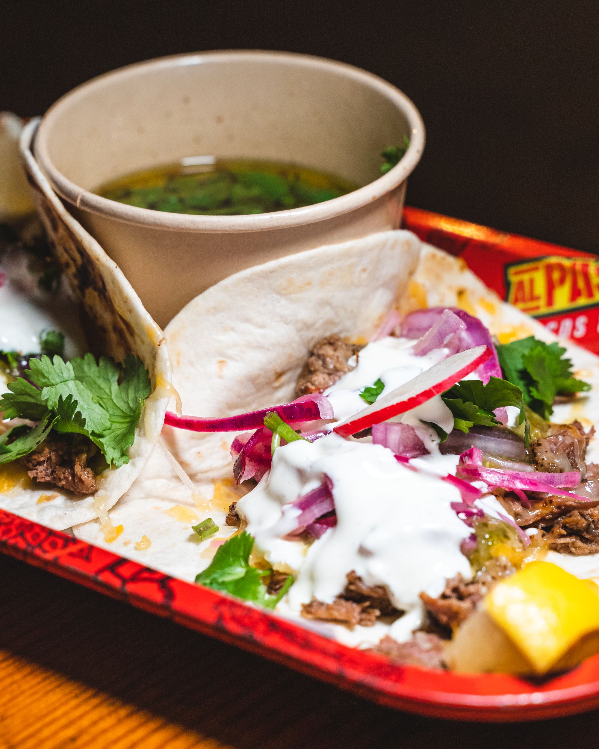 Close up of birria tacos