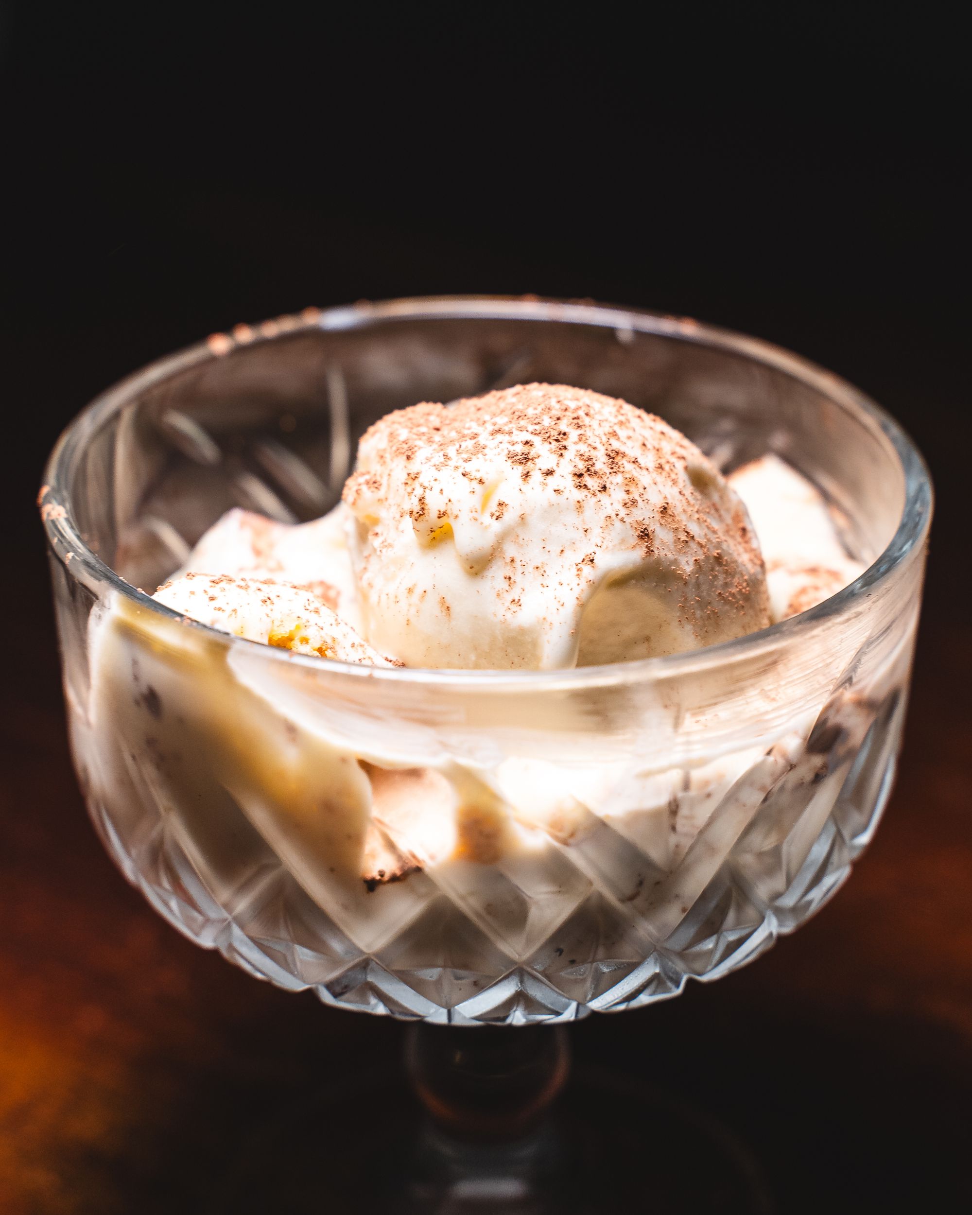 Close up of ice-cream in a glass cup 