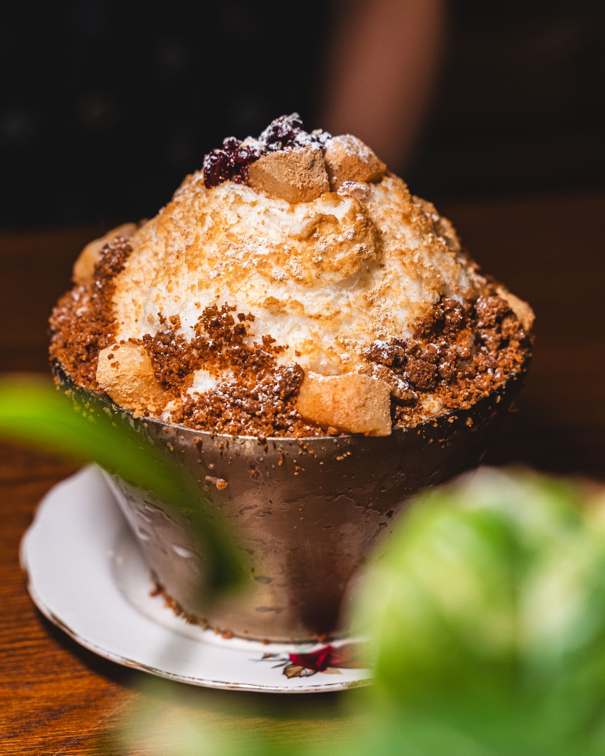 Close up of injeolmi bingsu