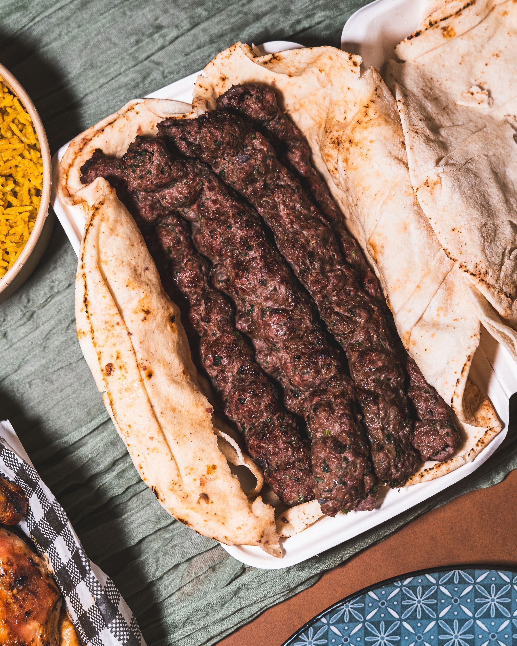 Top down shot of beef koftas