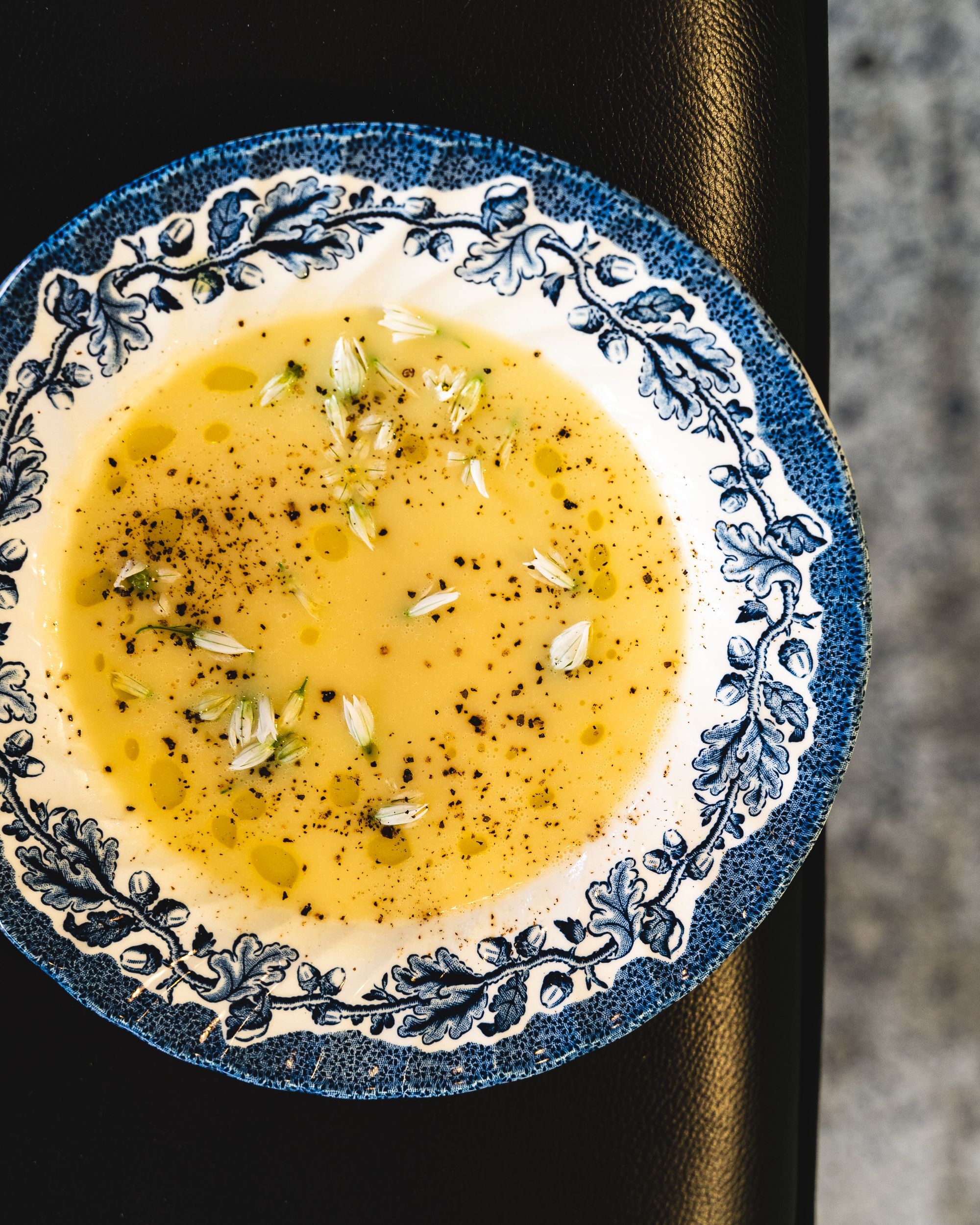 Top down shot of soup