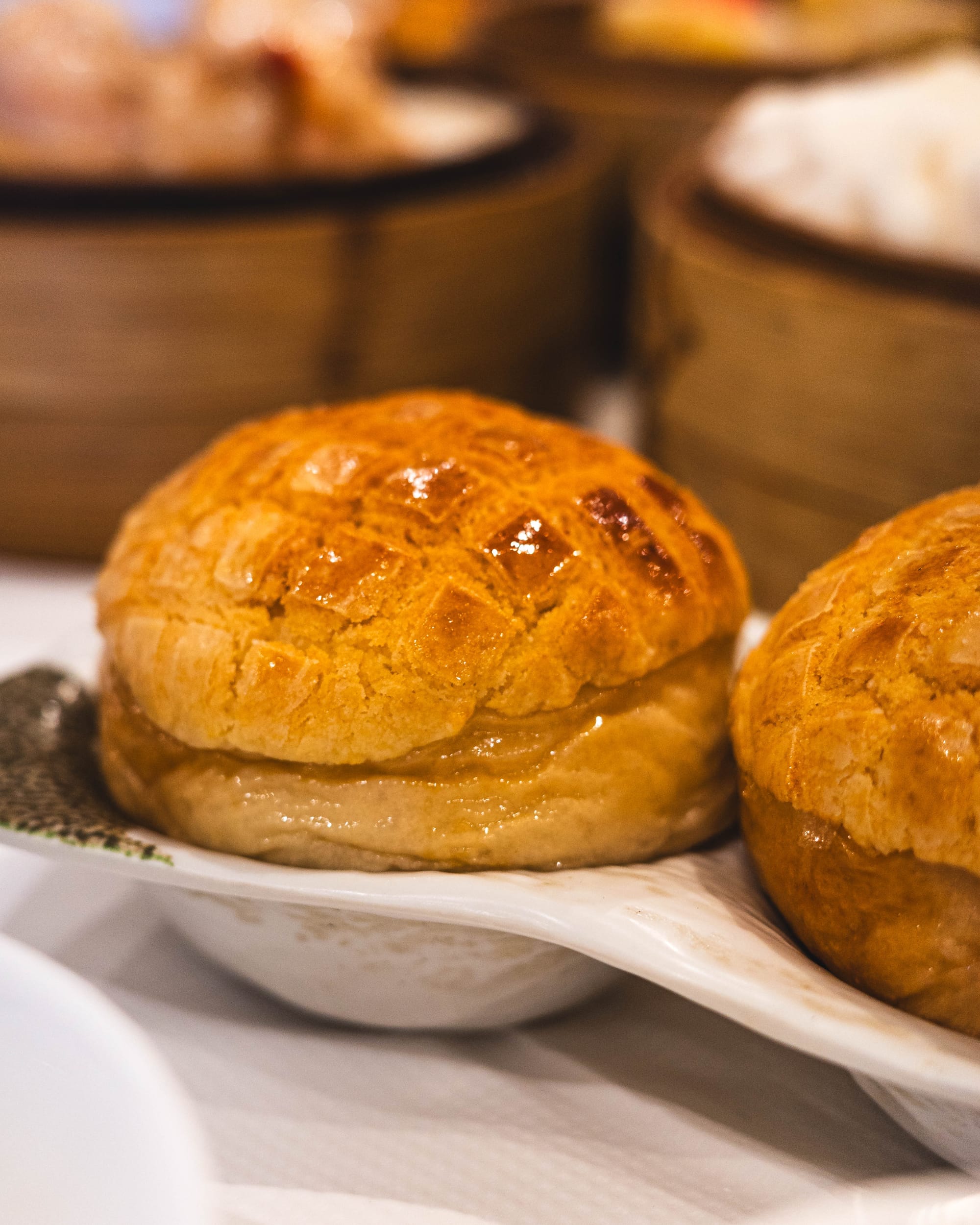 Close up of dim sum pineapple buns