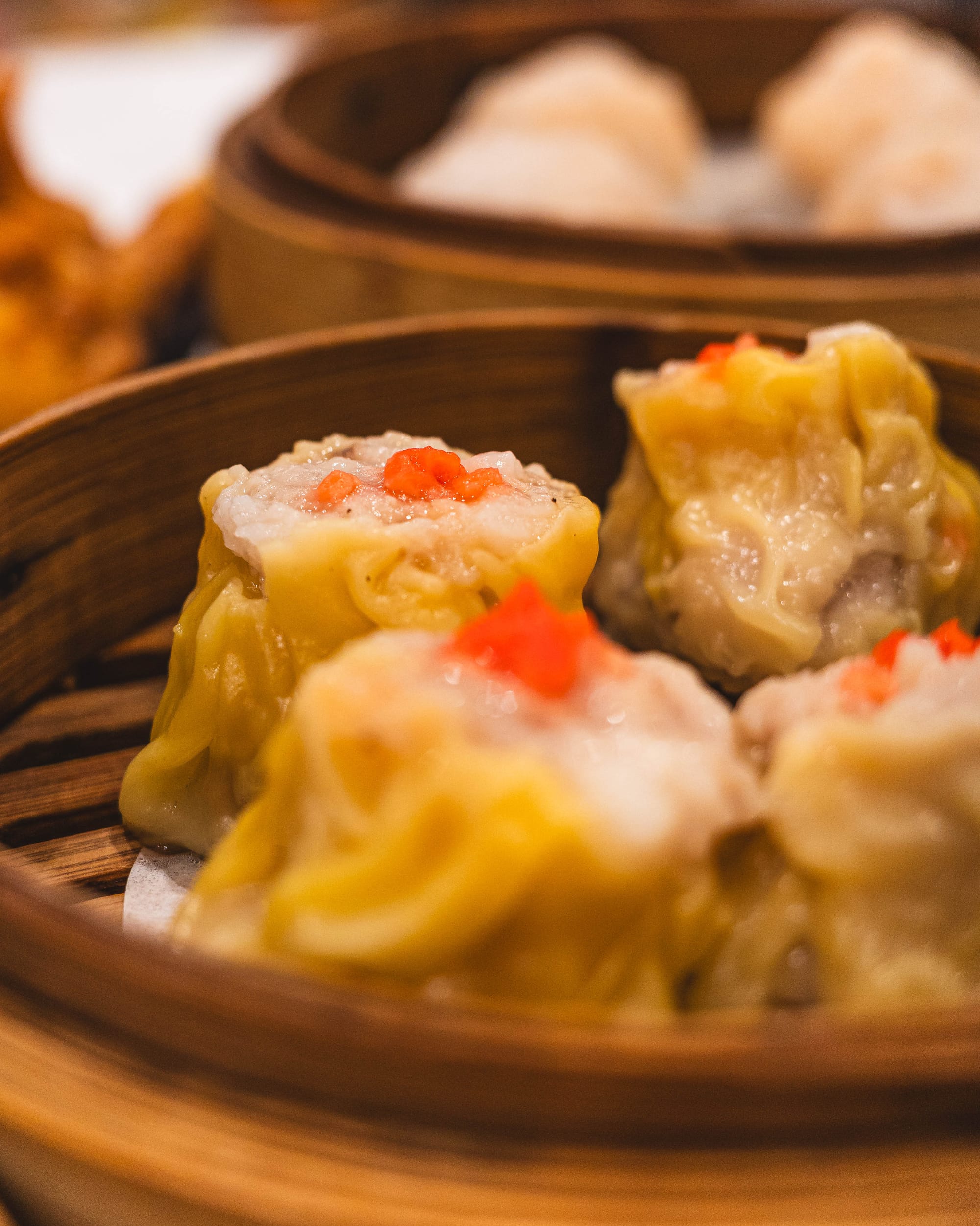 Close up of shumai dumplings