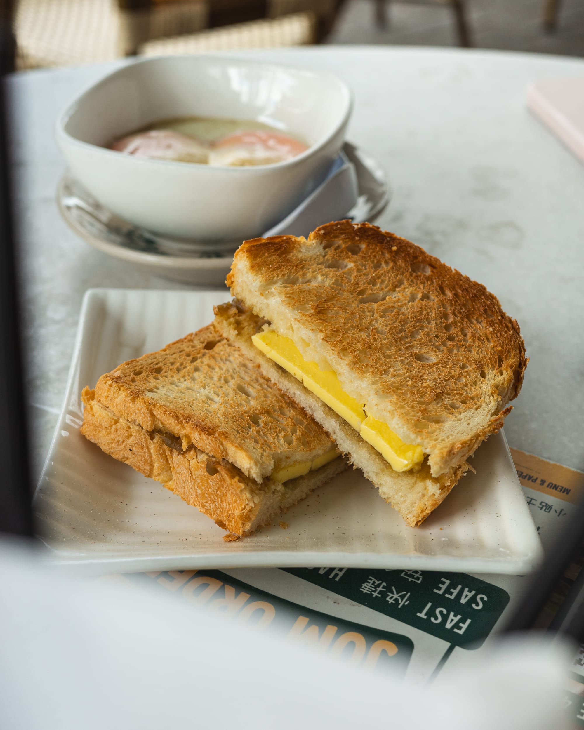 Close up of kaya butter toast