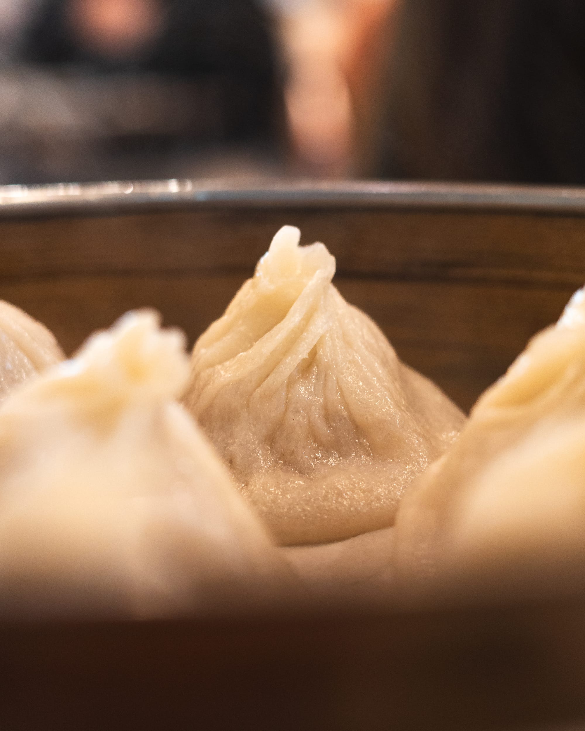 Close up of xiao long bao