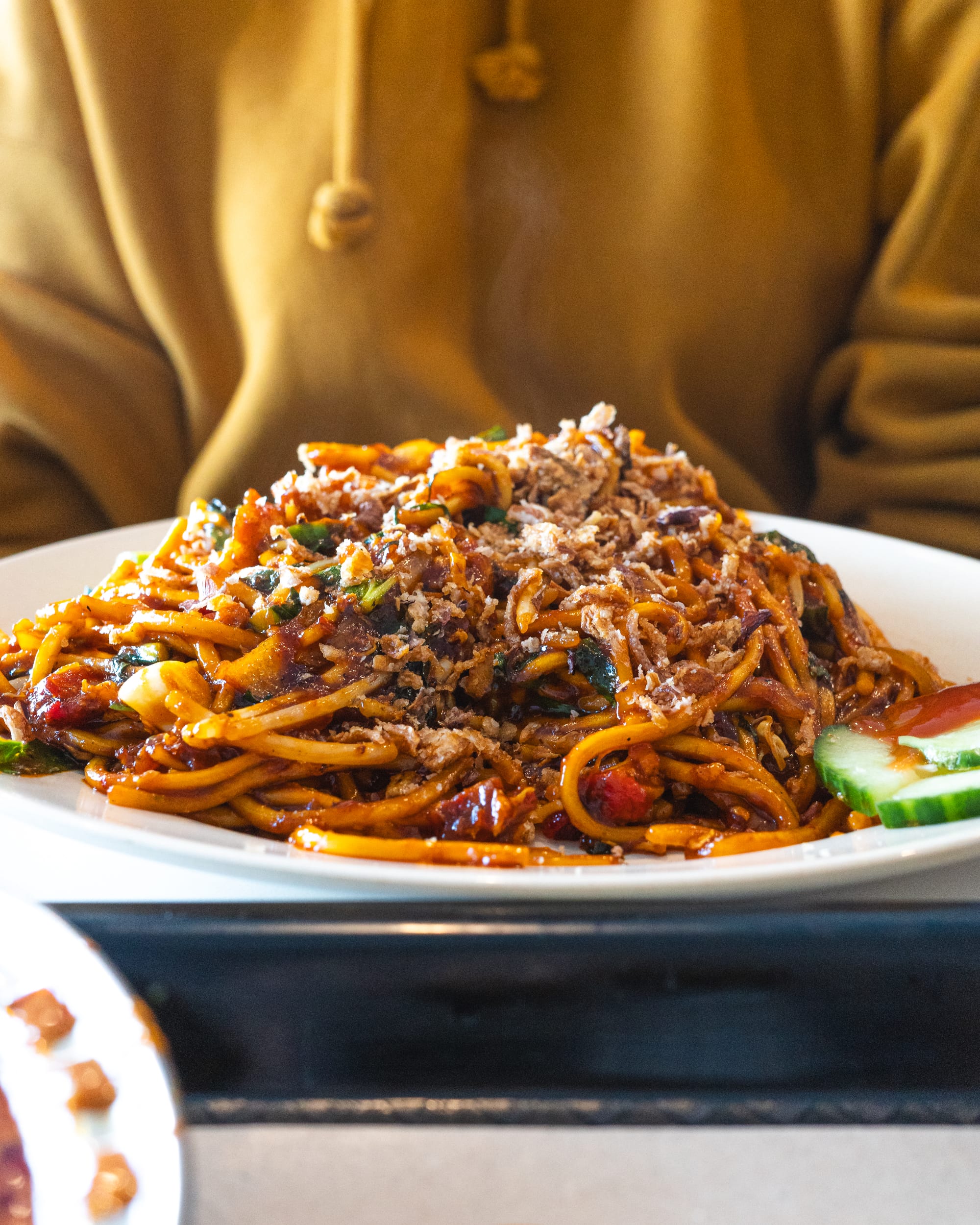 Close up of mee goreng on a plate