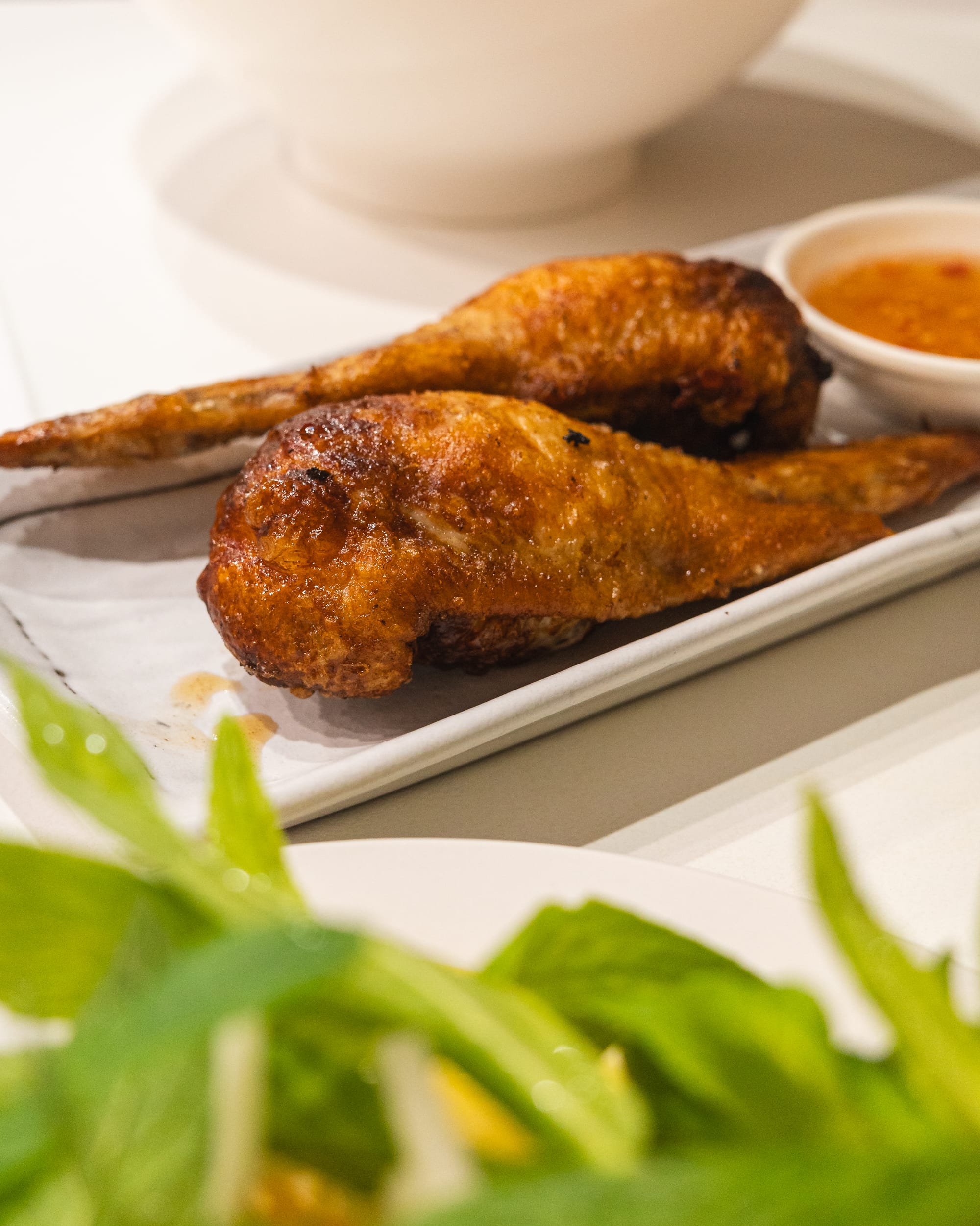 Close up of fried stuffed chicken wings