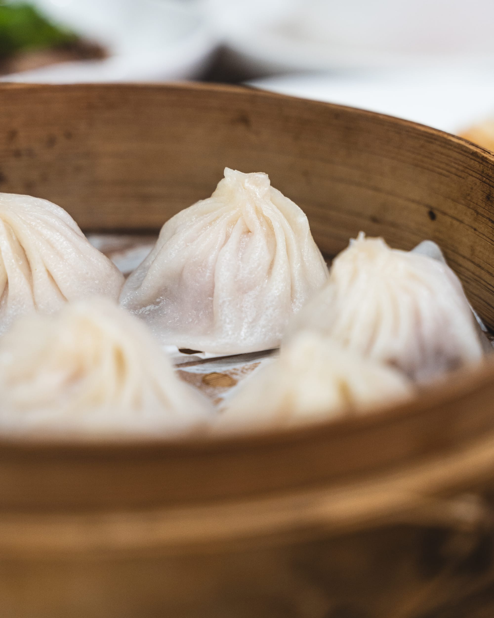 Close up of xiao long bao