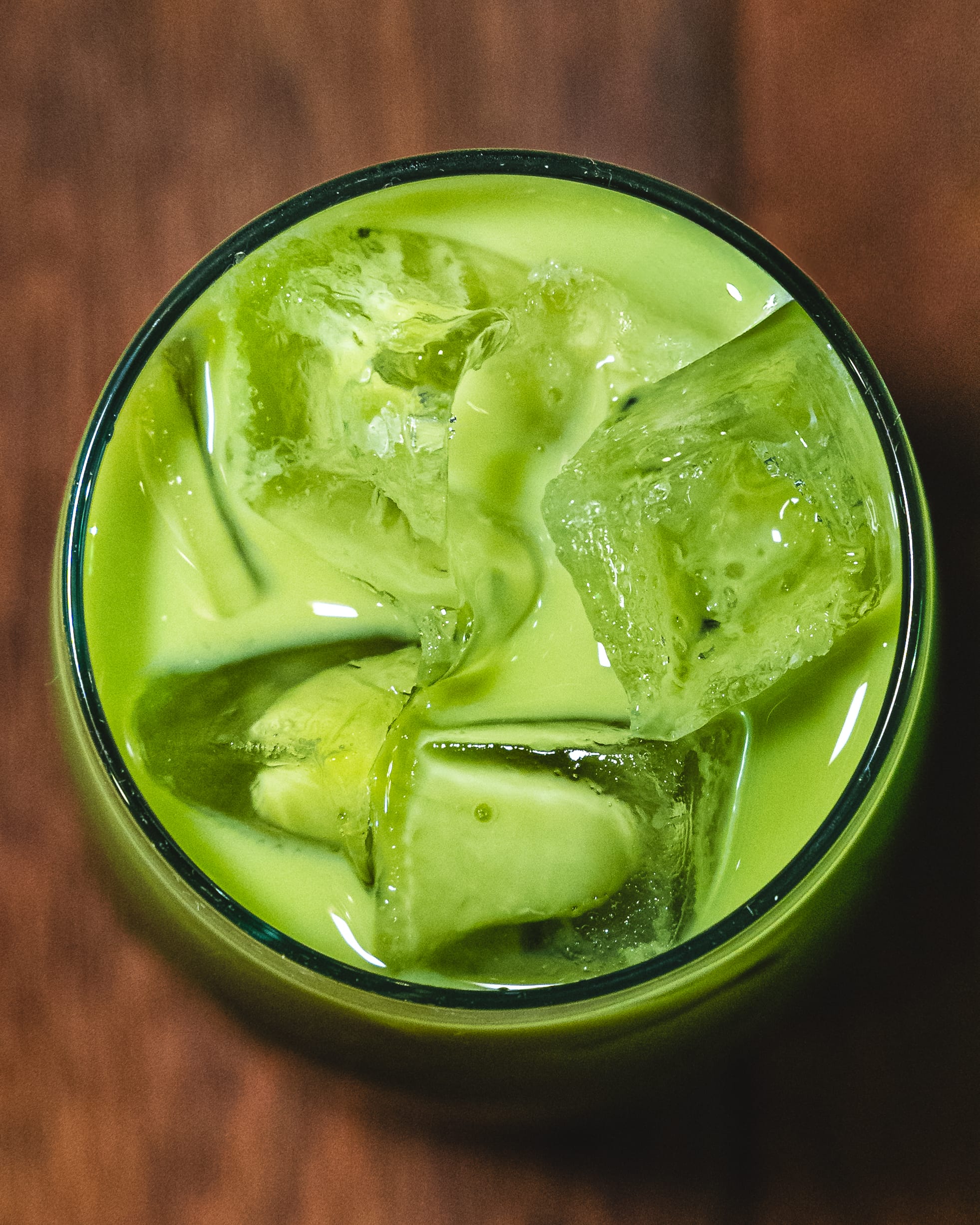 Close up of green coloured drink