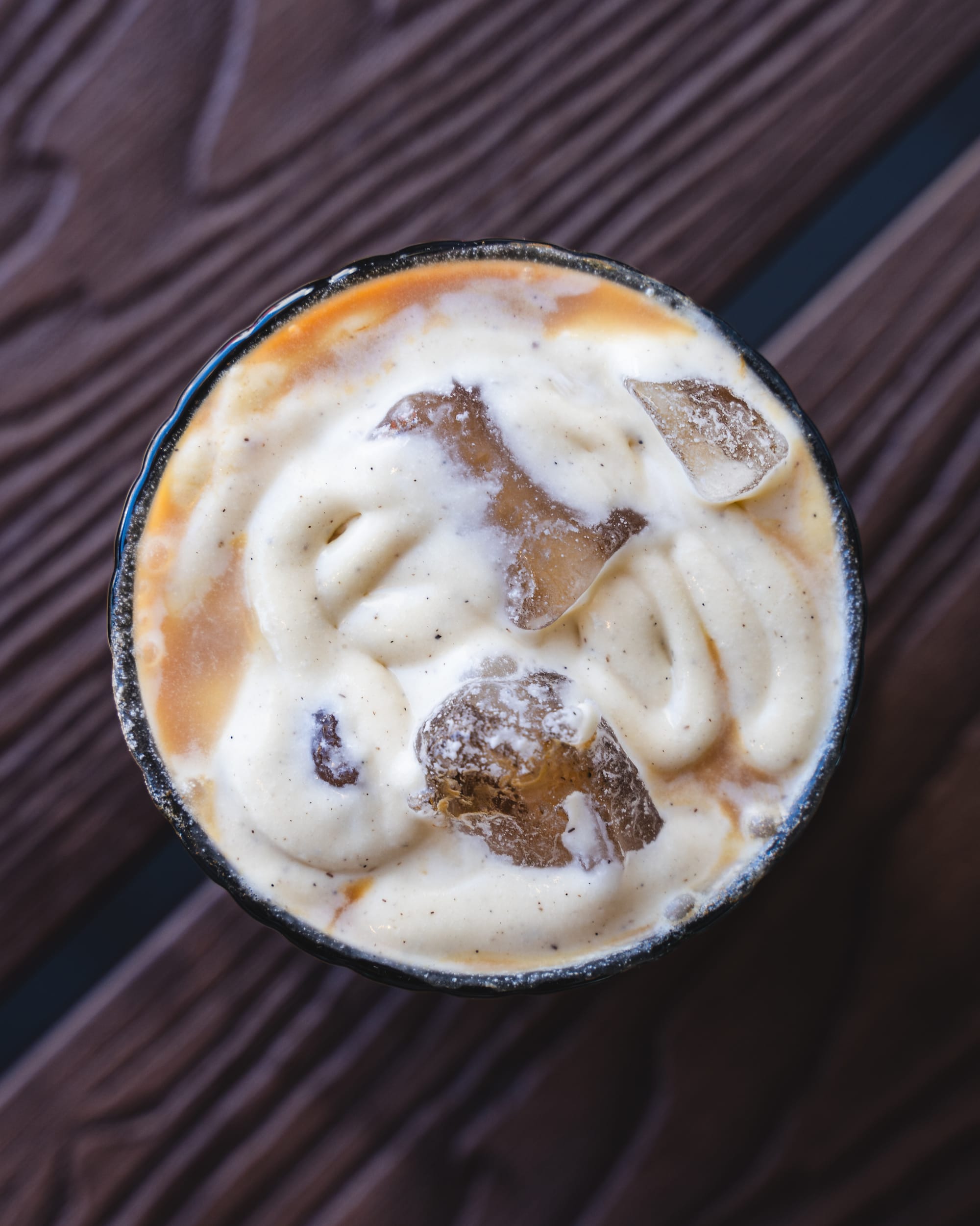 Close up of iced coffee drink