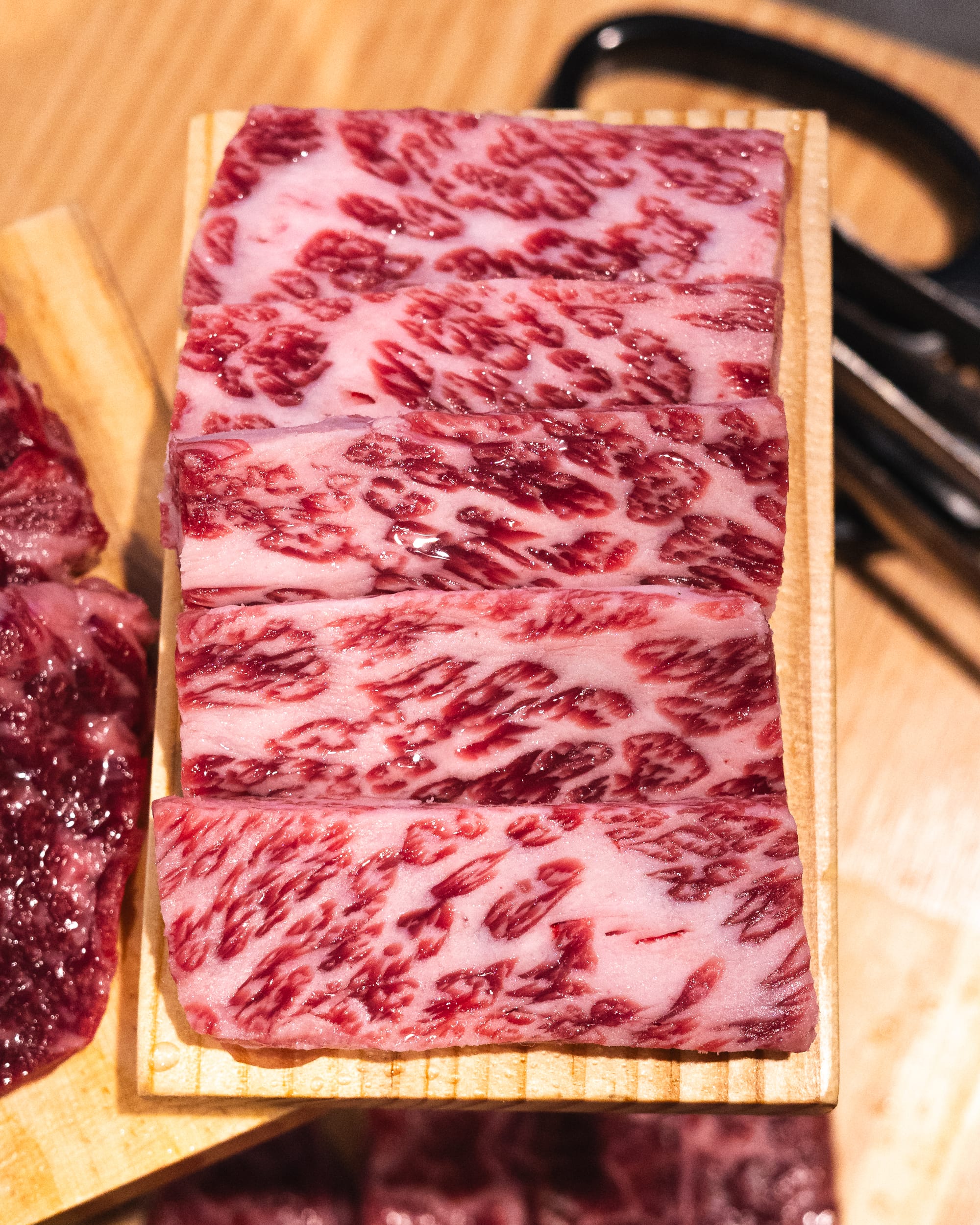 Close up of marbled wagyu