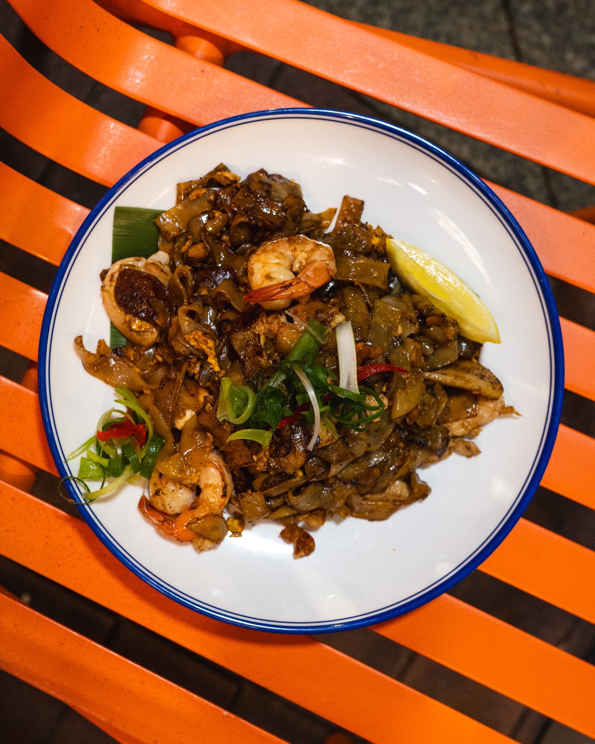 Top down shot of fried kway teow