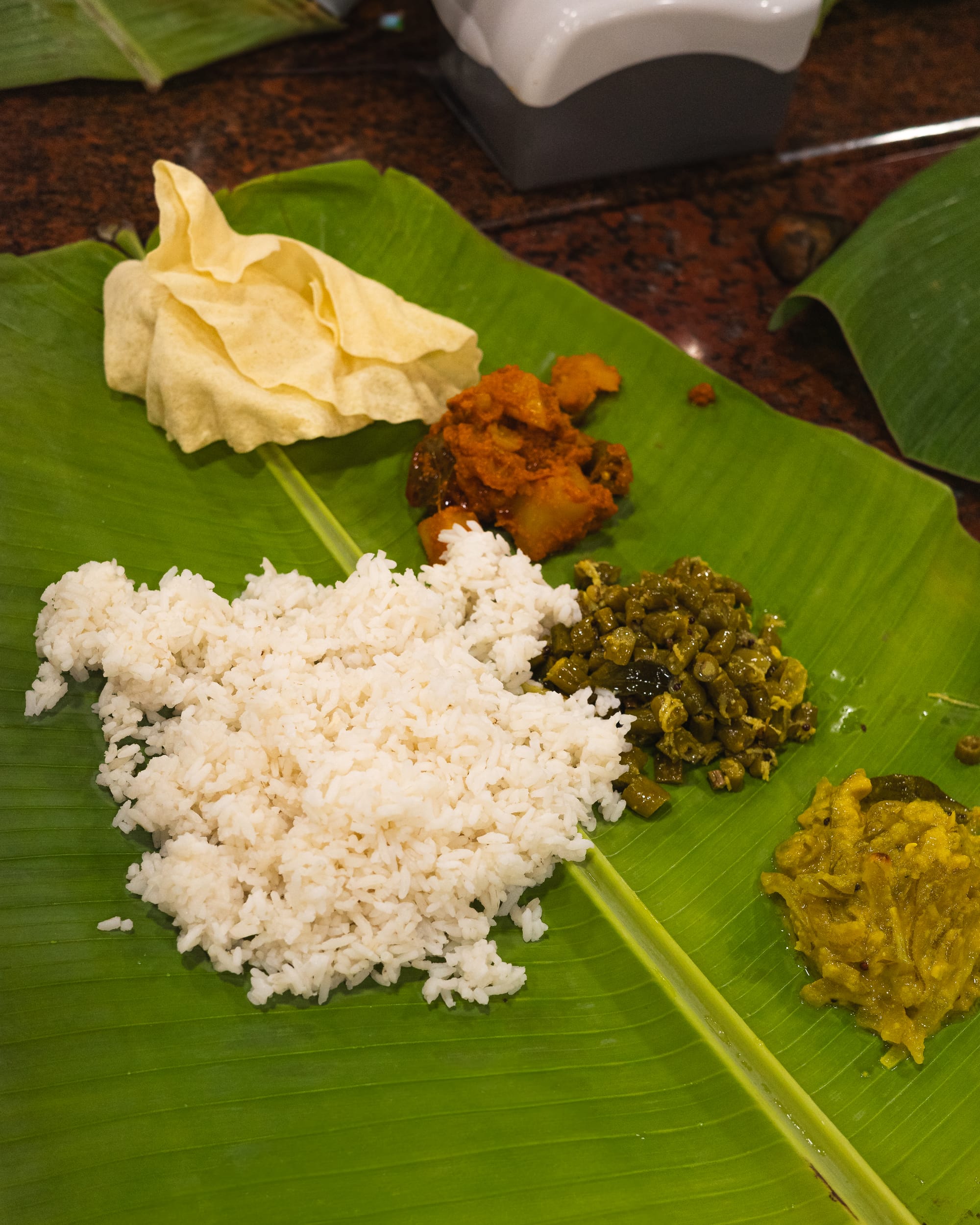 Banana leaf curry rice