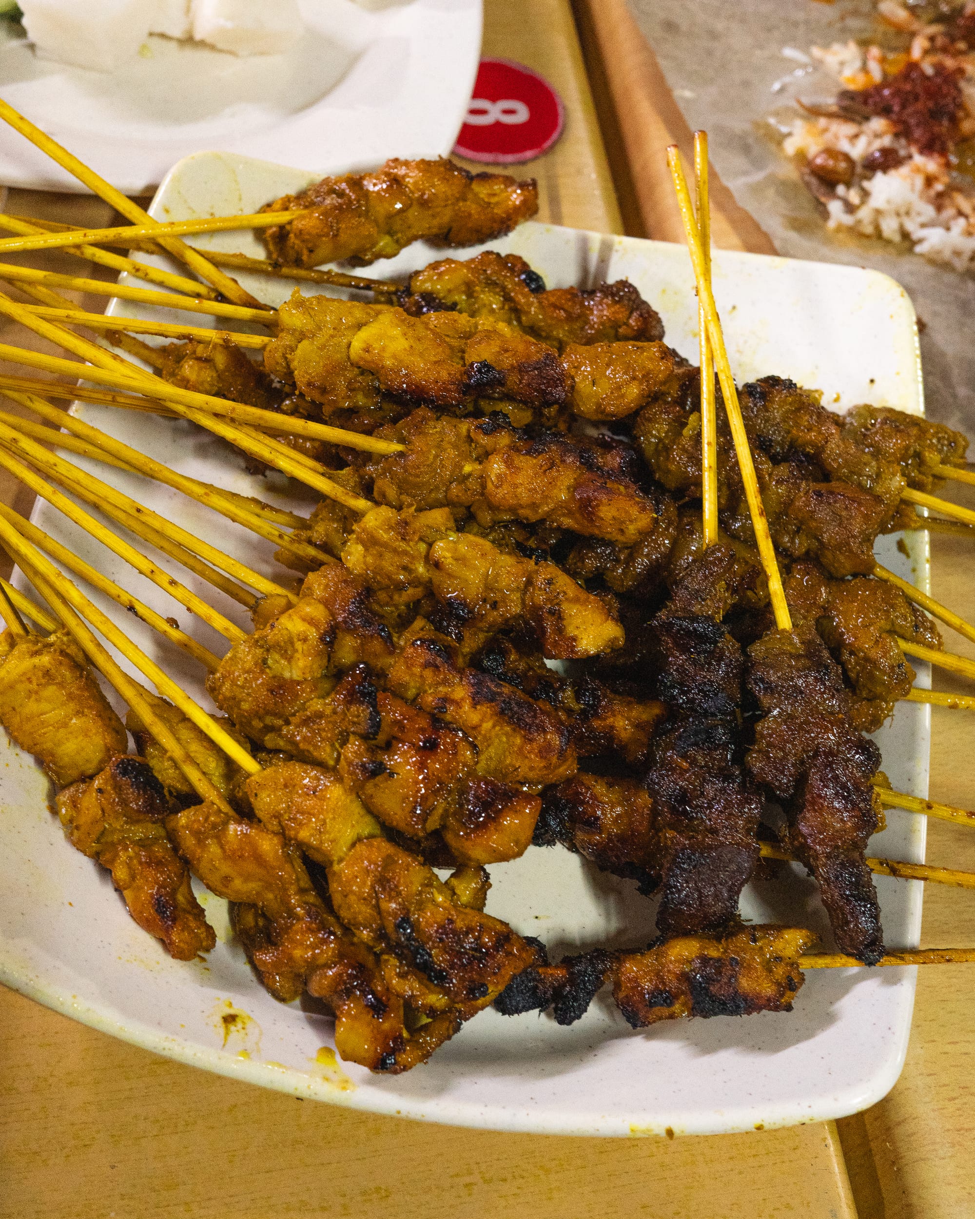 Close up shot of assorted satay