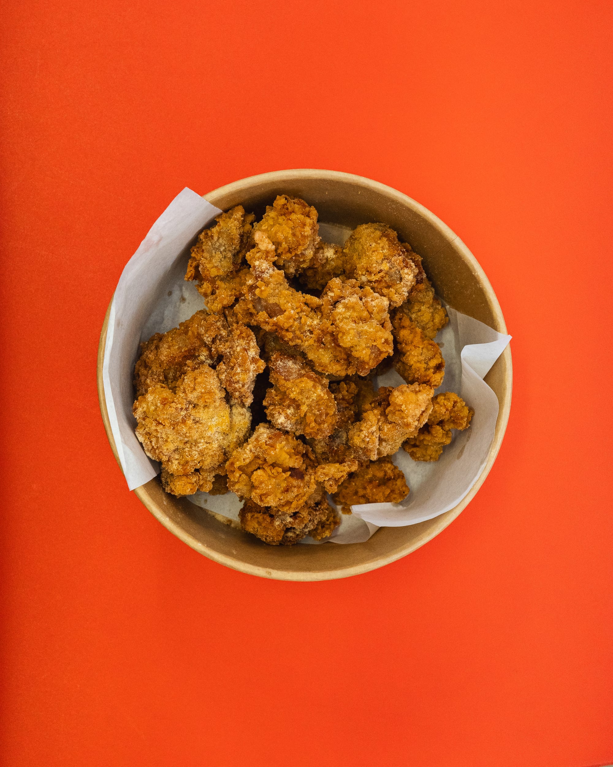 Top down shot of Korean fried chicken