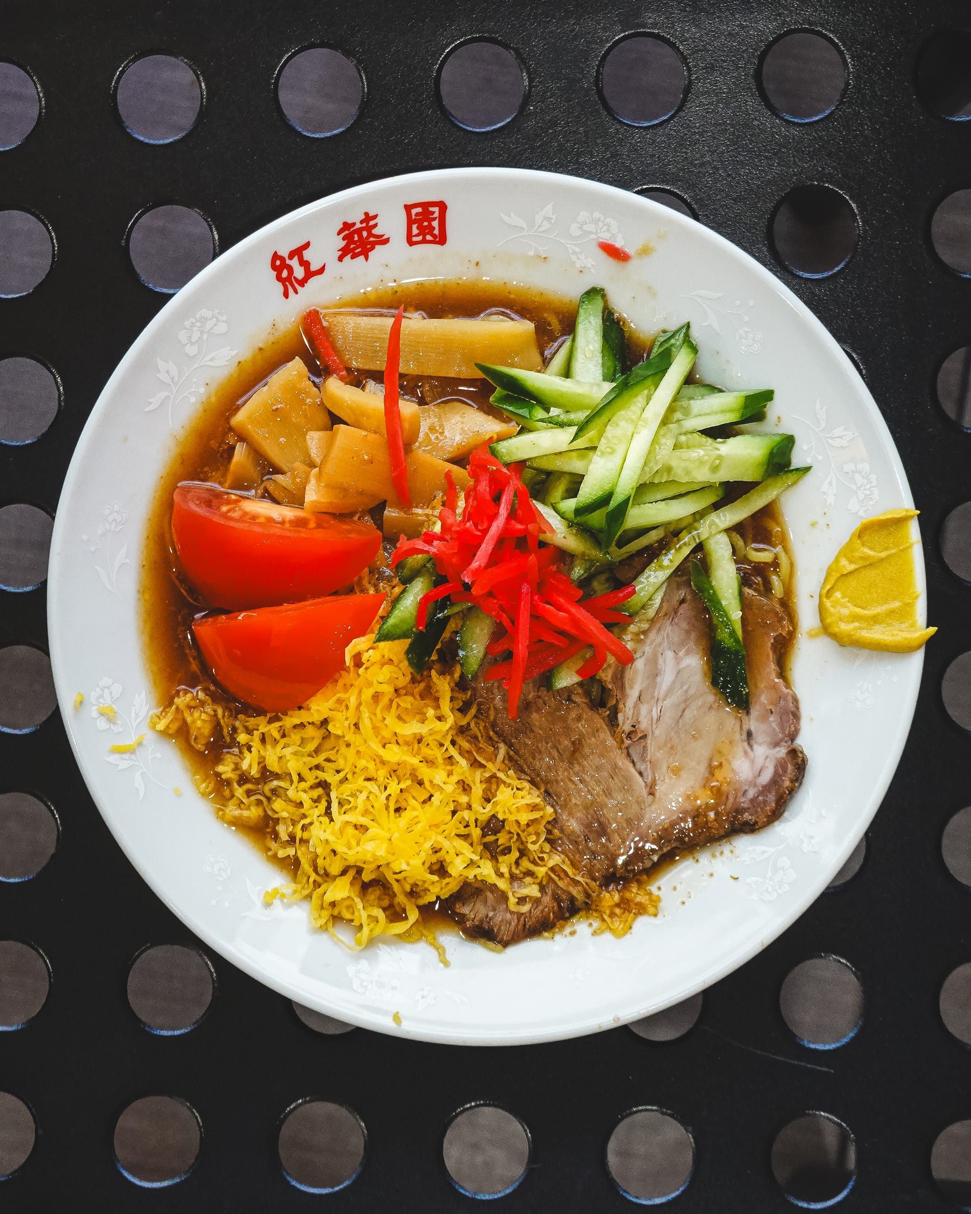 Top down shot of Japanese chilled ramen