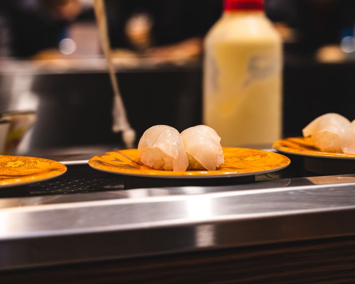 Sushi on a sushi train